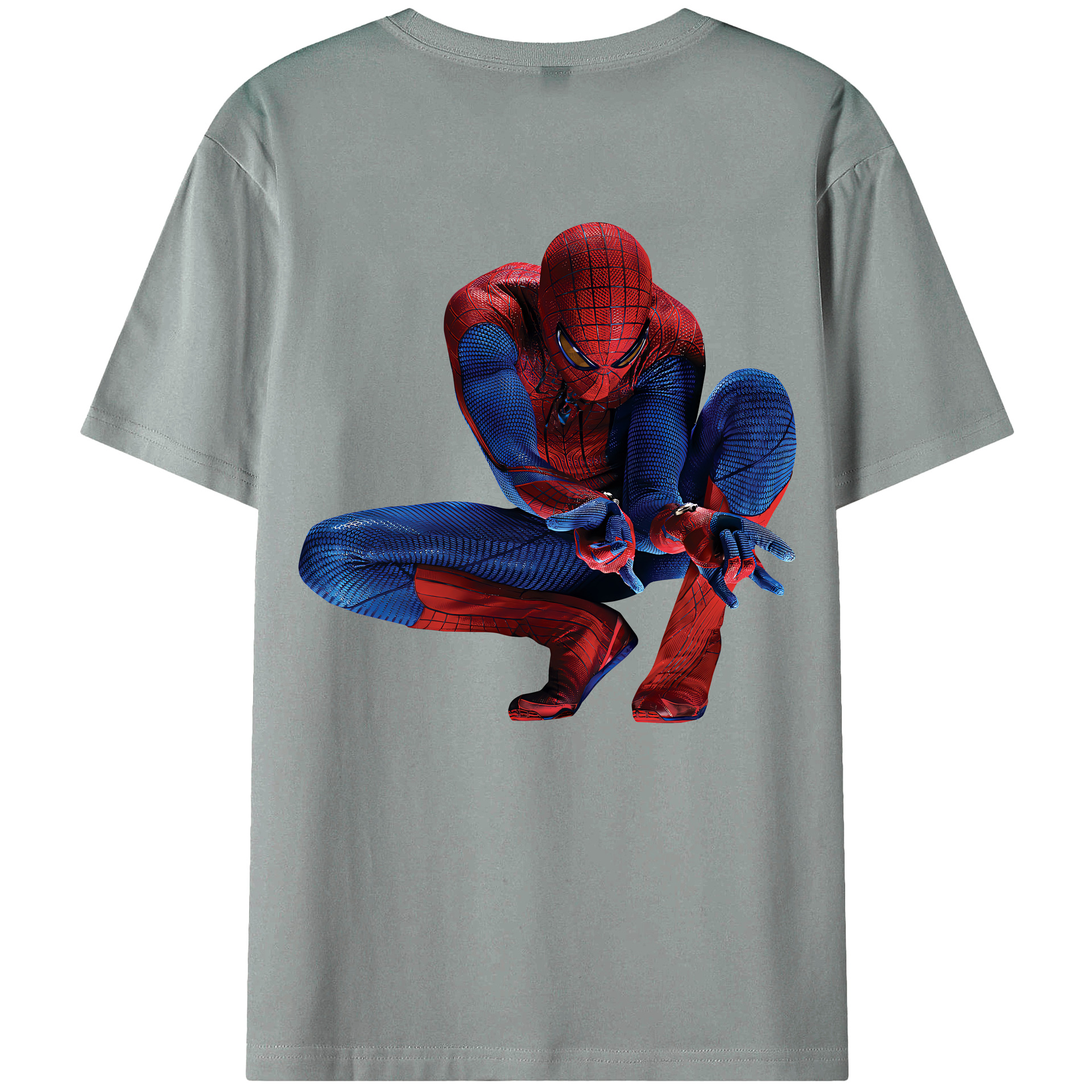 （画像用） Spider Man スパイダーマン 綿100％ メンズ半袖Tシャツ（バックプリント） 通気性